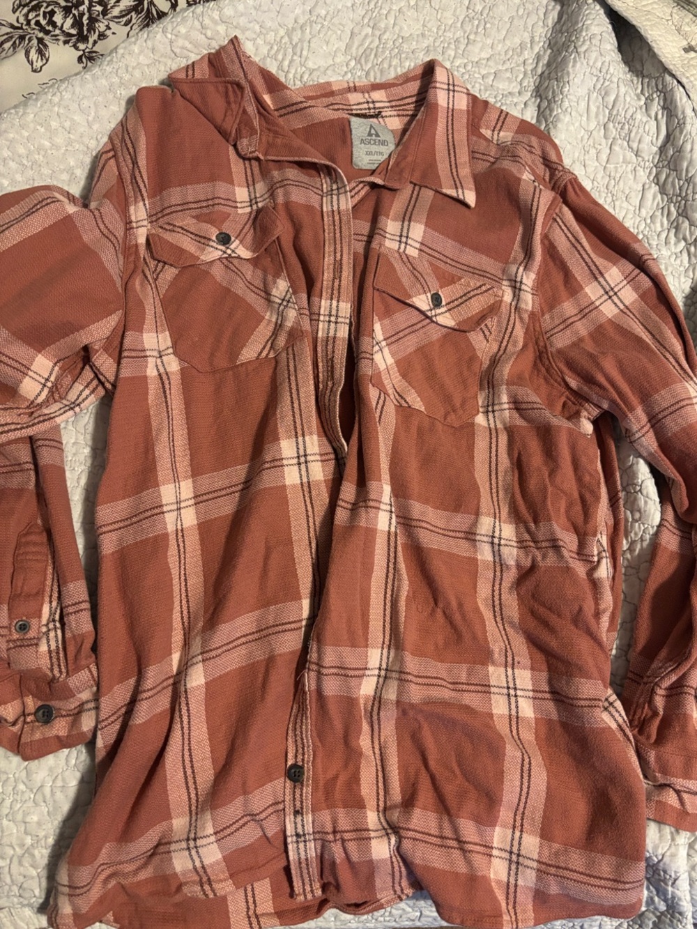 Ascend Kids Rust and Cream Plaid Button-Down Shirt